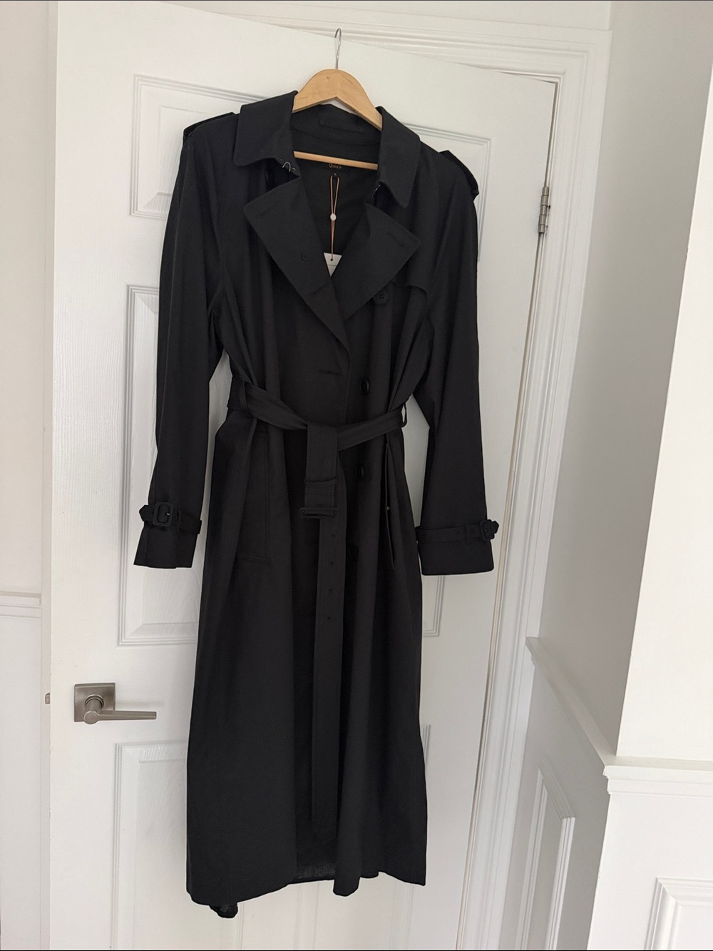 NWT QUINCE Long Trench Coat Organic Cotton Size XL Black - Picture 11 of 17